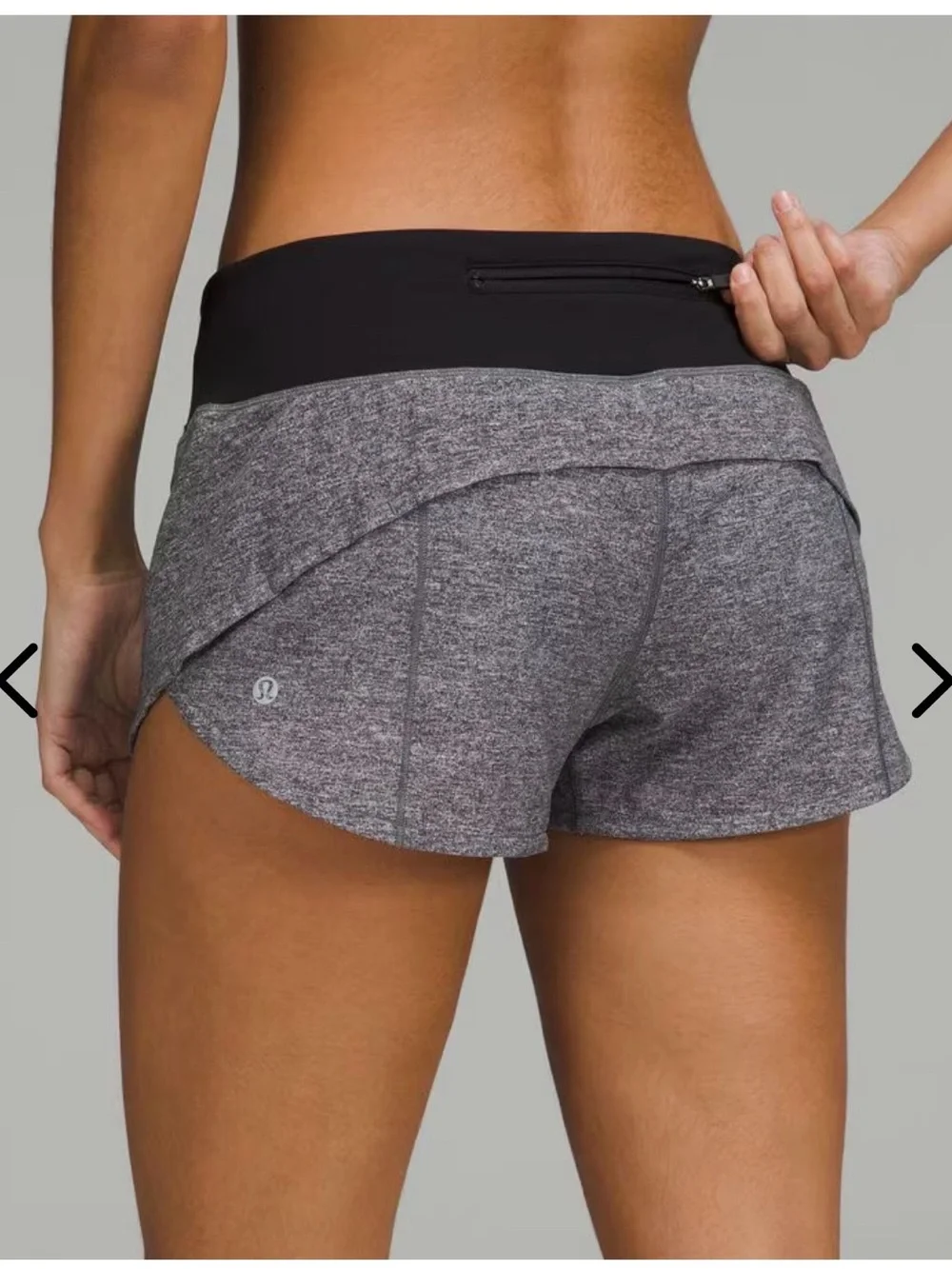 Lululemon Speed Up Shorts Heather Gray with Black Waistband